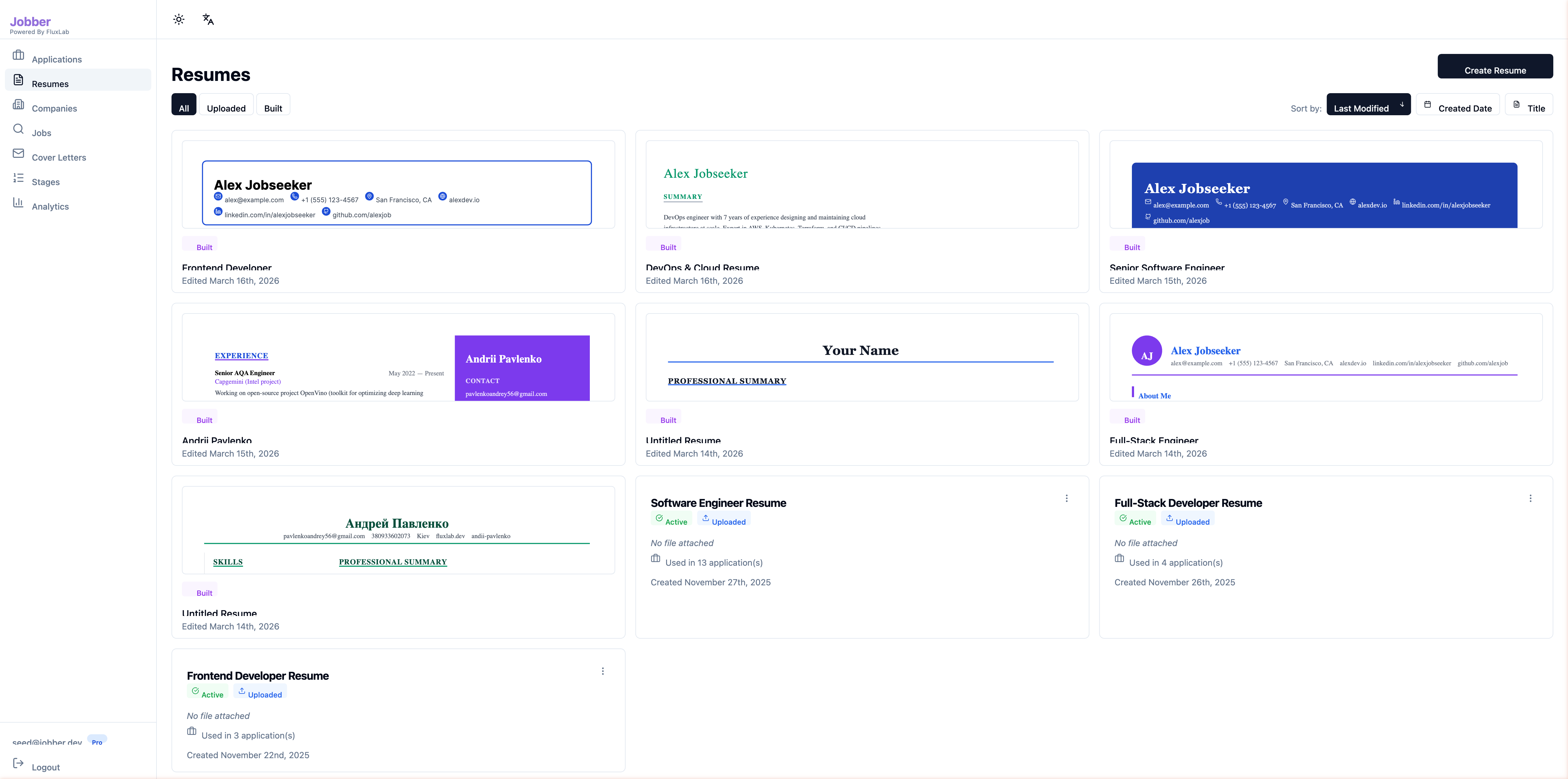 Jobber resume builder